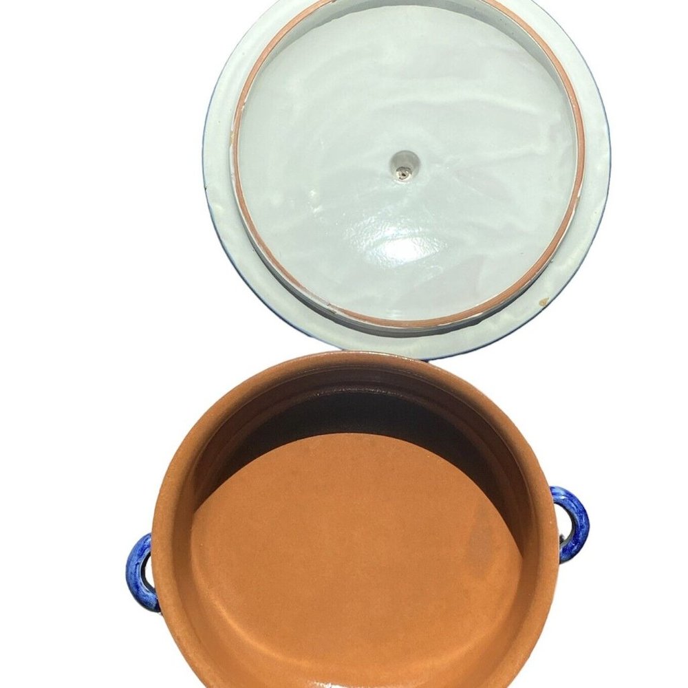 Vietri 2.5 Qt Round Covered Casserole Campagna-Pesce Fish Royal Blue - Picture 5 of 8
